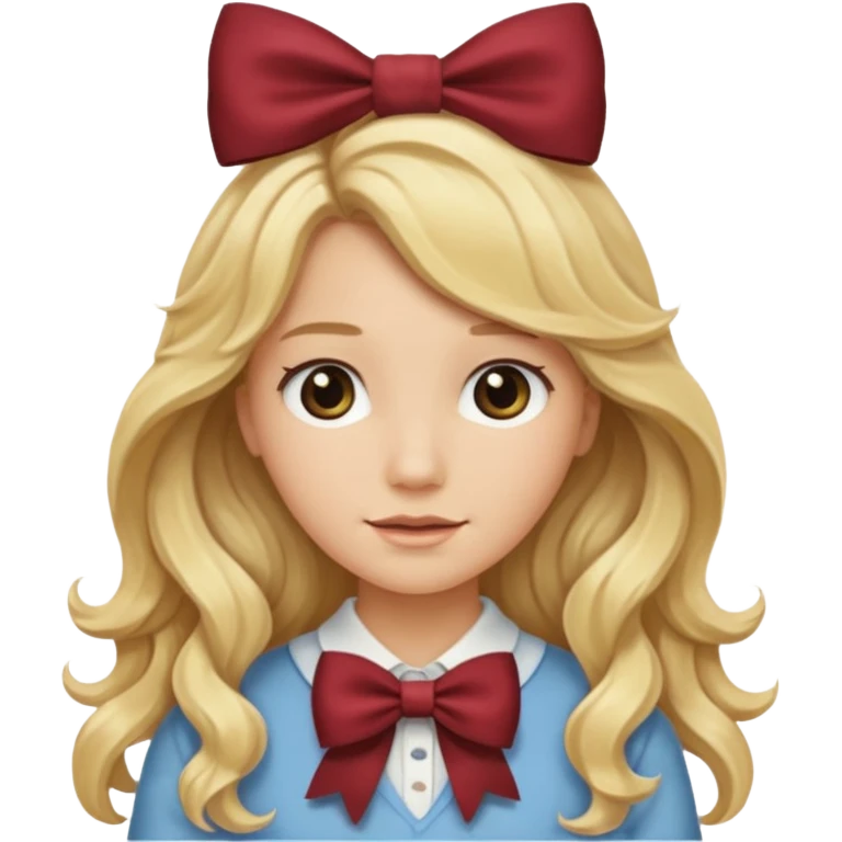 Blonde long wavy hair with a brown bow emoji