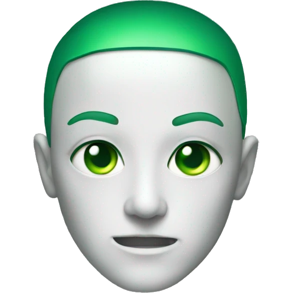 Cyborg head with green eyes and green hair emoji