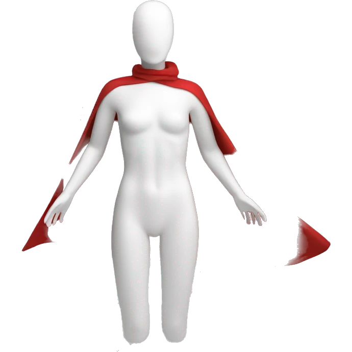 faceless white mannequin flying red cape without hood emoji