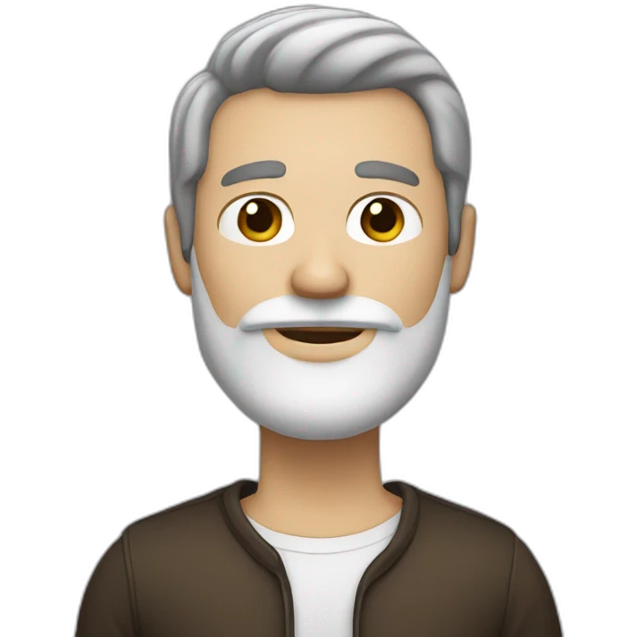 Darkbrown-haired man with white beard emoji