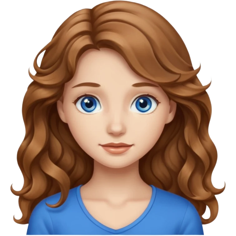 Please generate a portrait of a pretty girl with long, wavy, light brown hair. emoji