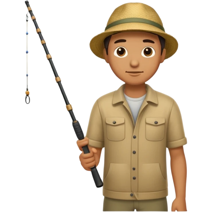 A man holding a bent fishing pole emoji