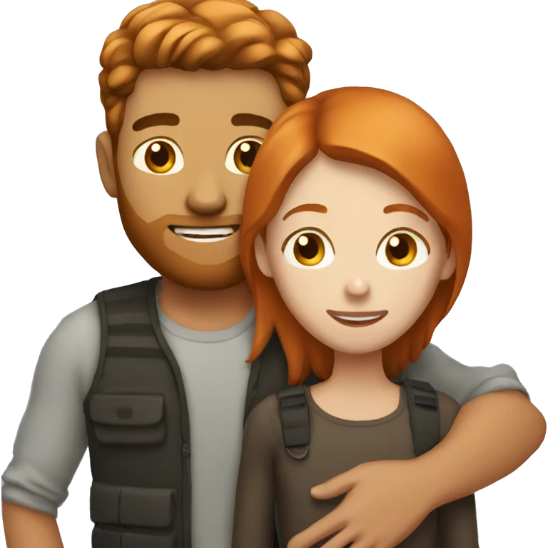 Brunette guy with ginger girl hugging emoji
