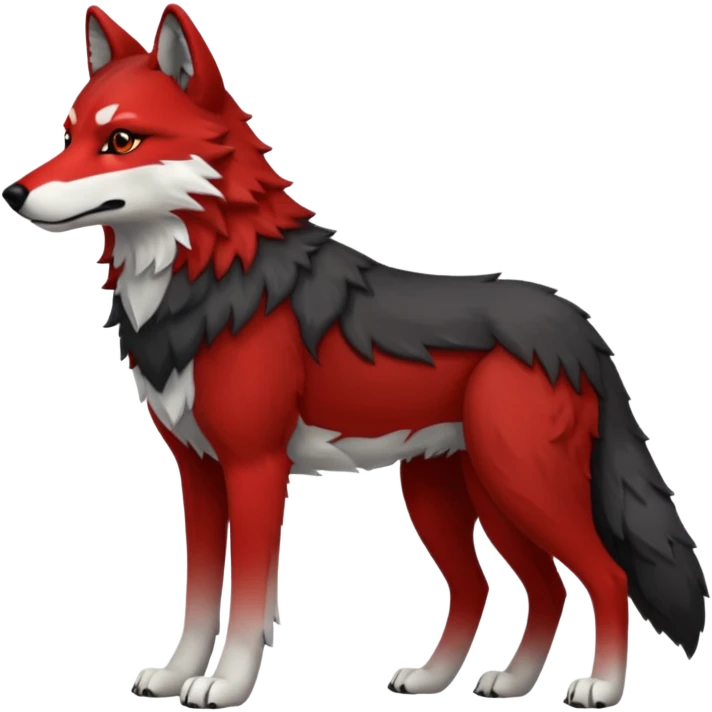 Full body red and black wolf with white accents  emoji