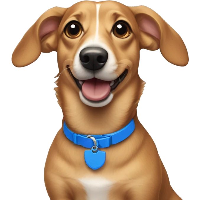 Dachshund corgi mix with blue collar  emoji