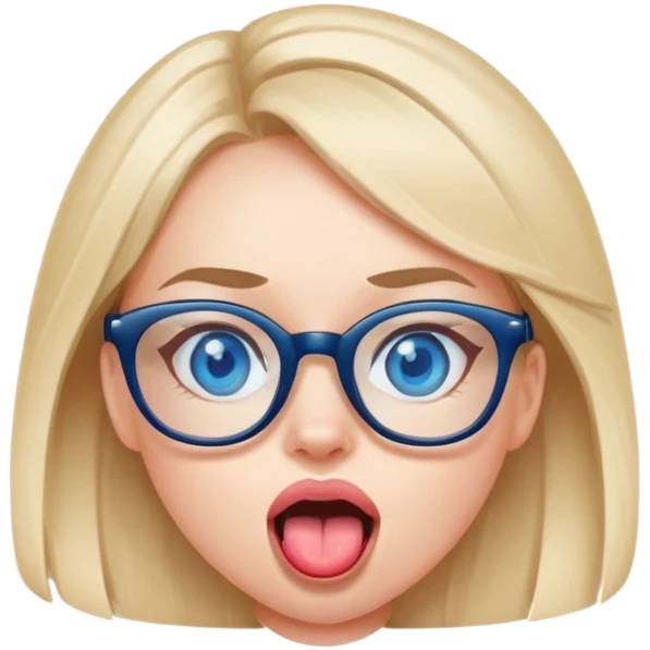 girl with blue eyes and glasses sticking her tongue out  emoji