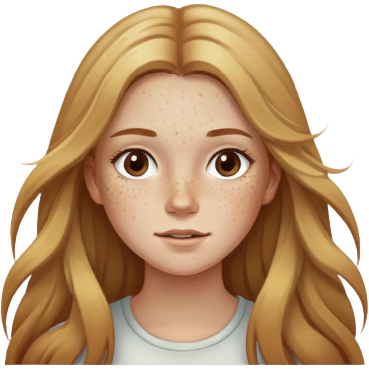 Girl with light brown long hair and a bunch of freckles and girl with dirty blonde hair and some freckles  emoji