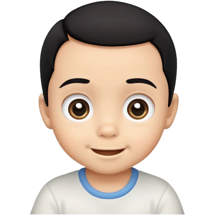 Smiling baby boy face with big eyes, medium skin tone, and black hair emoji