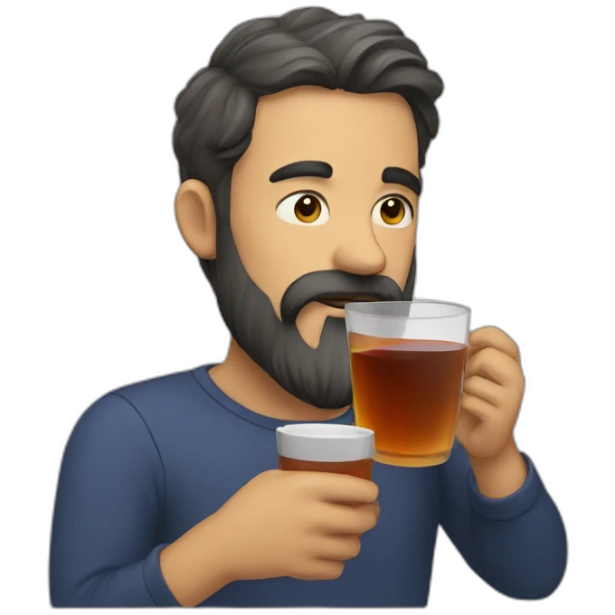 Bearded man drinking black tea emoji