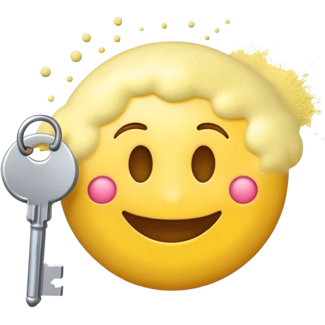 Happy emoji with powder and keys emoji