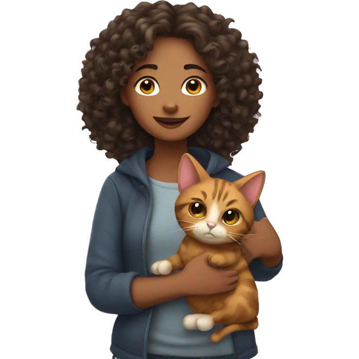 Long curly girl with a Carey cat emoji
