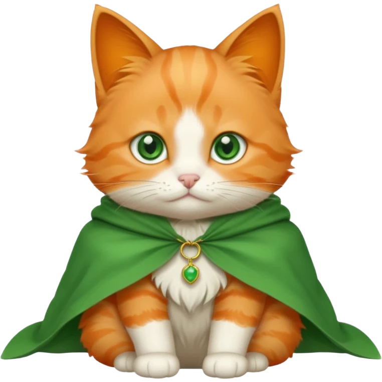 baby orange cat green eyes, in white cloak emoji