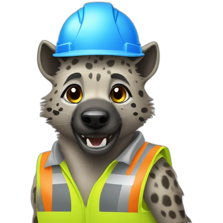 hyena wearing construction helmet emoji