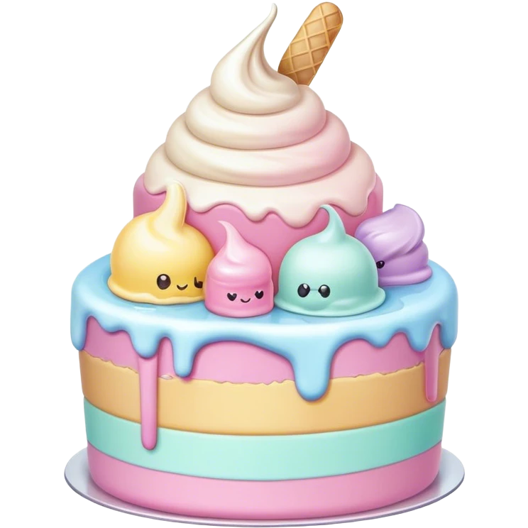 Melted kawaii pastel ice cream cake emoji