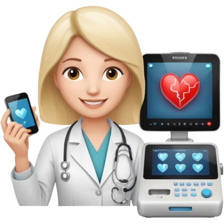 Cardiac sonographer with Philips ultrasound machine emoji