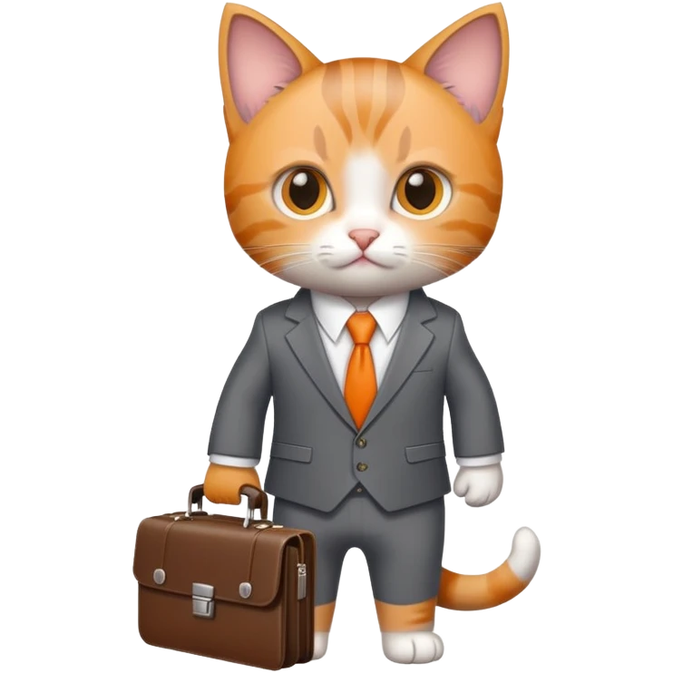 kitten in a suit holding a briefcase emoji