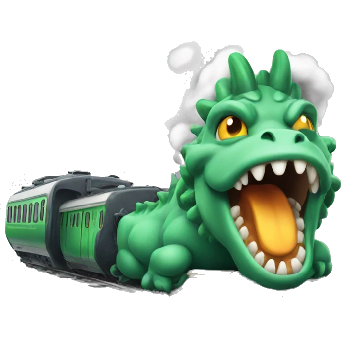 dragon farting on a train emoji