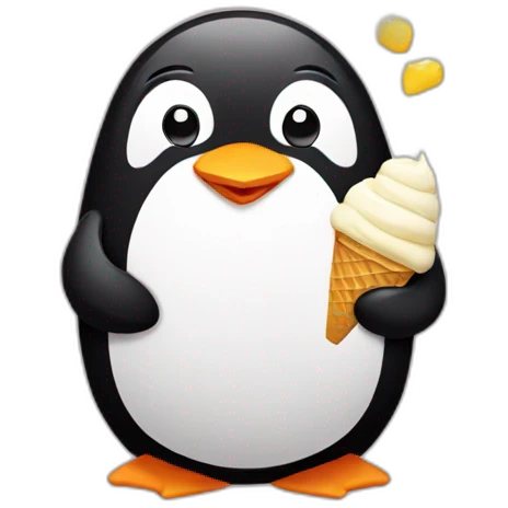 penguin eating ice cream emoji