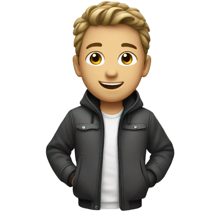 smiling boy in monochrome jacket emoji