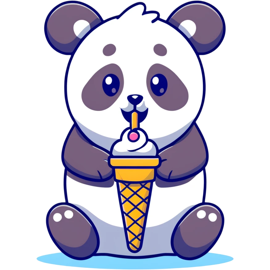 Panda eating ice cream emoji