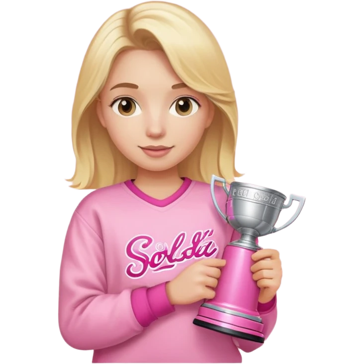 Blond Girl with a pink Stanley Cup and a Pink Sol de jainero  emoji