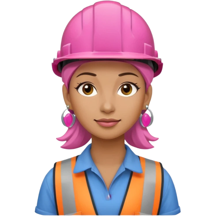 construction worker woman pink helmet and earrings emoji
