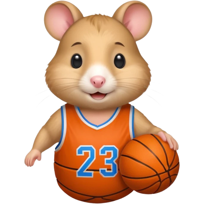 A smiling  hamster in a basketball shirt emoji