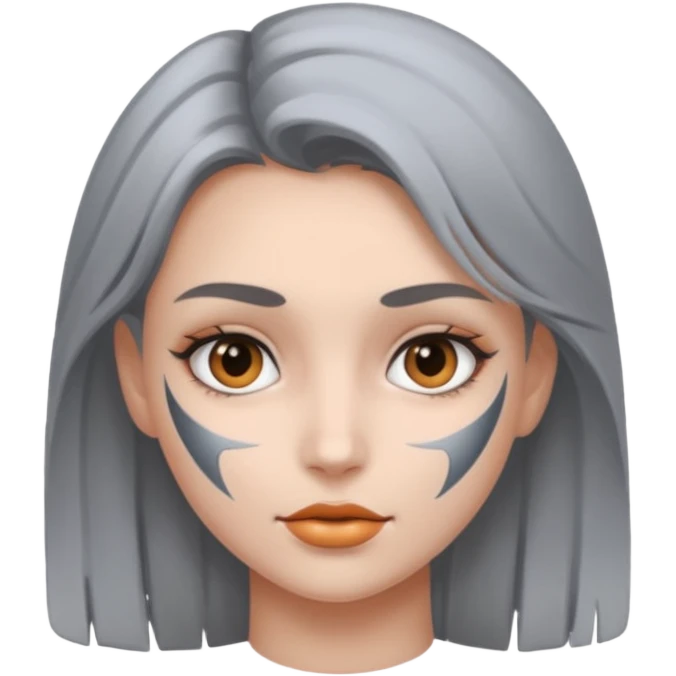 gray metal painted girl face included emoji