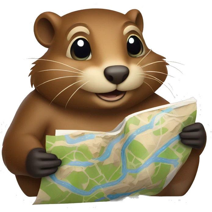 a beaver reading a map emoji