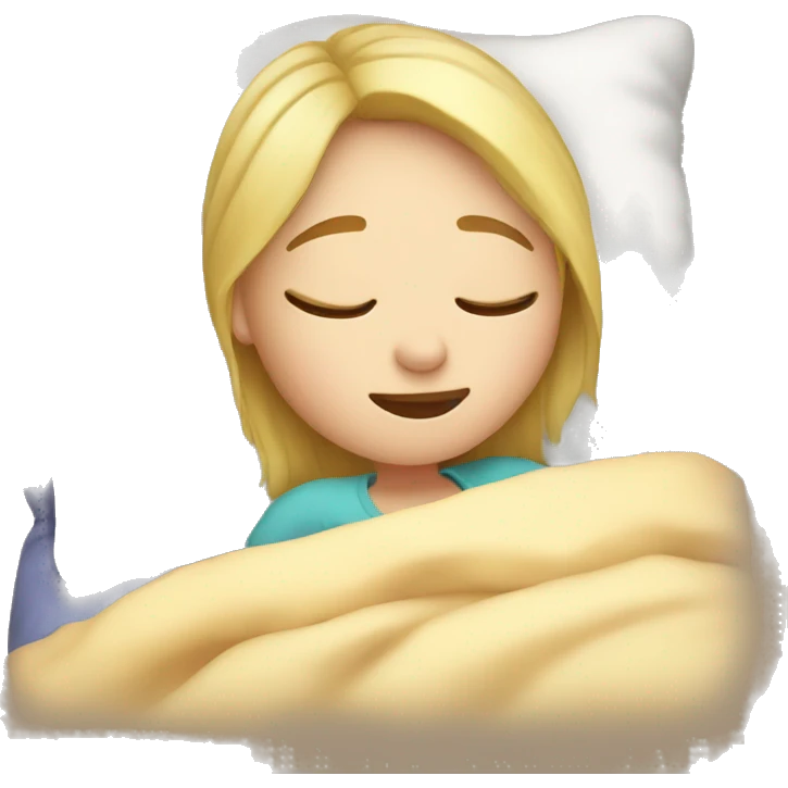 Blond girl sleeping in a cozy bed  emoji