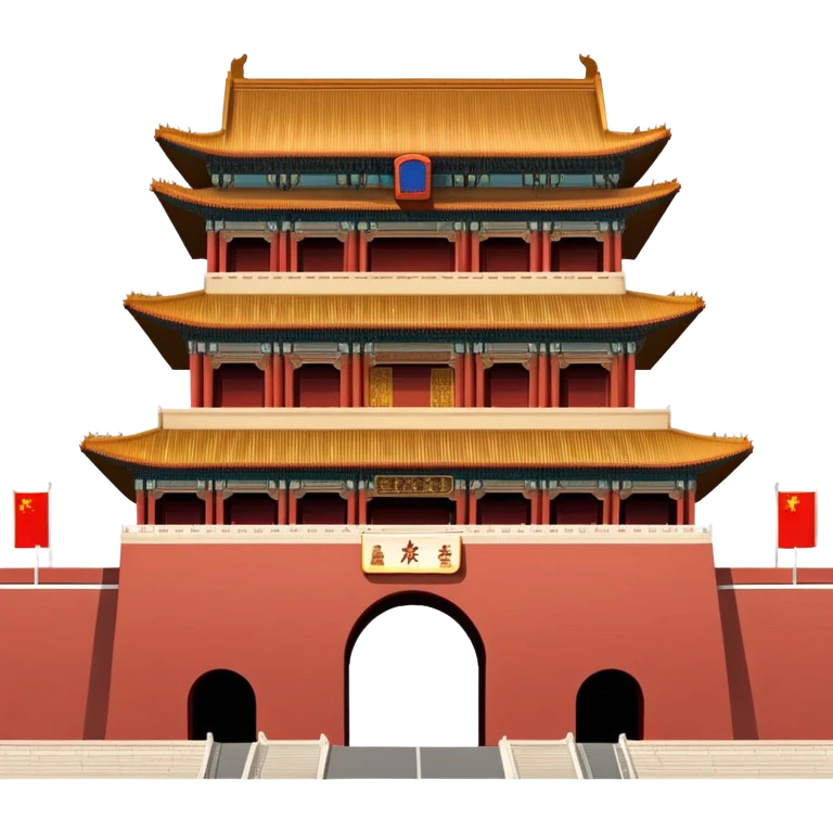 Tiananmen Square gate, Beijing, Chinese architecture, travel illustration emoji