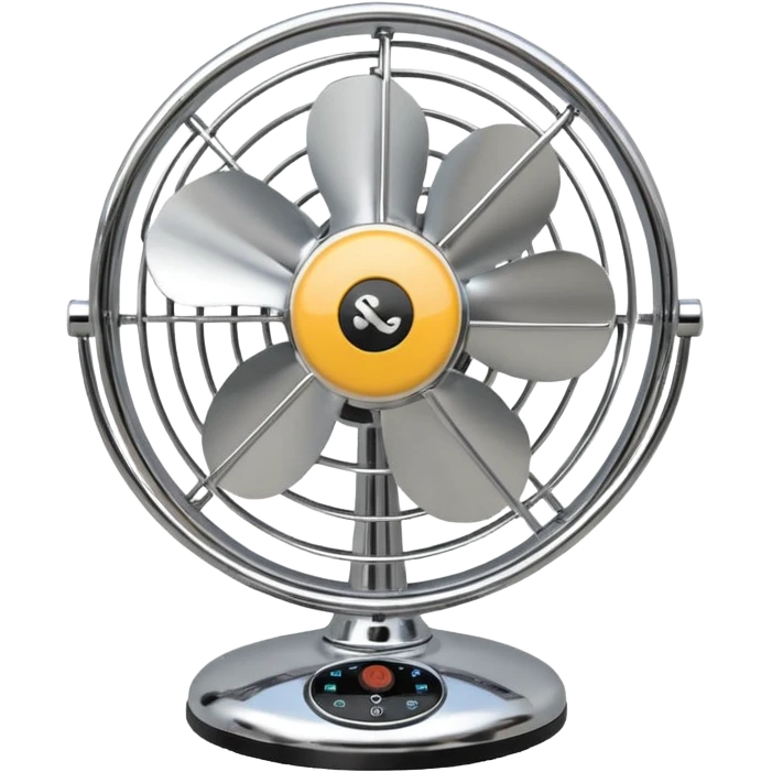 Desk Fan – classic round fan with metal cage and adjustable tilt. emoji