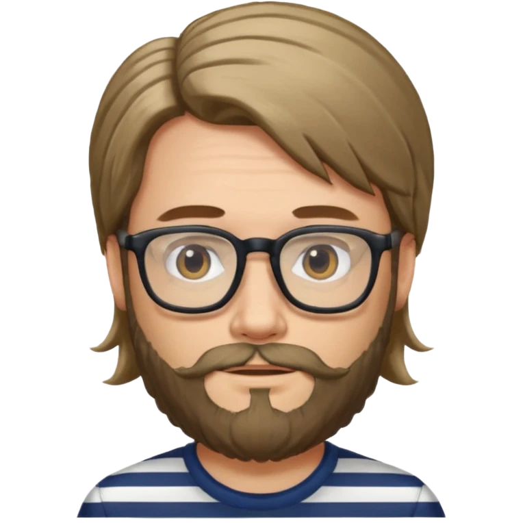 long hair glasses man with beard and striped shirt emoji