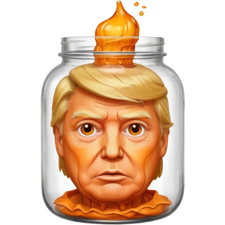 Tête de donald trump dans un pot de conserve en verre  emoji