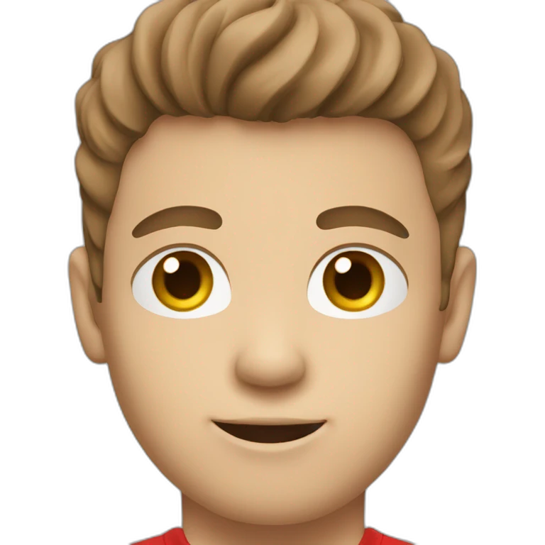 soccer white boy brown hair red shirt emoji