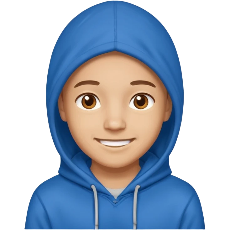 emoji of a person wearing a blue hoodie smiling emoji
