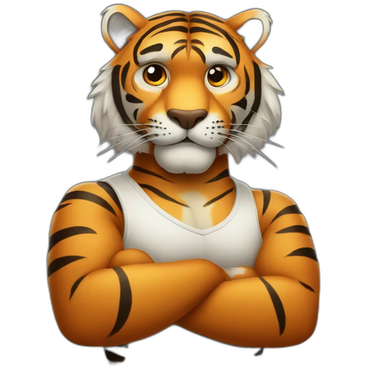Tiger with his arms crossed emoji