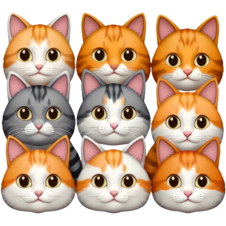 6 cats with different coloured coats emoji