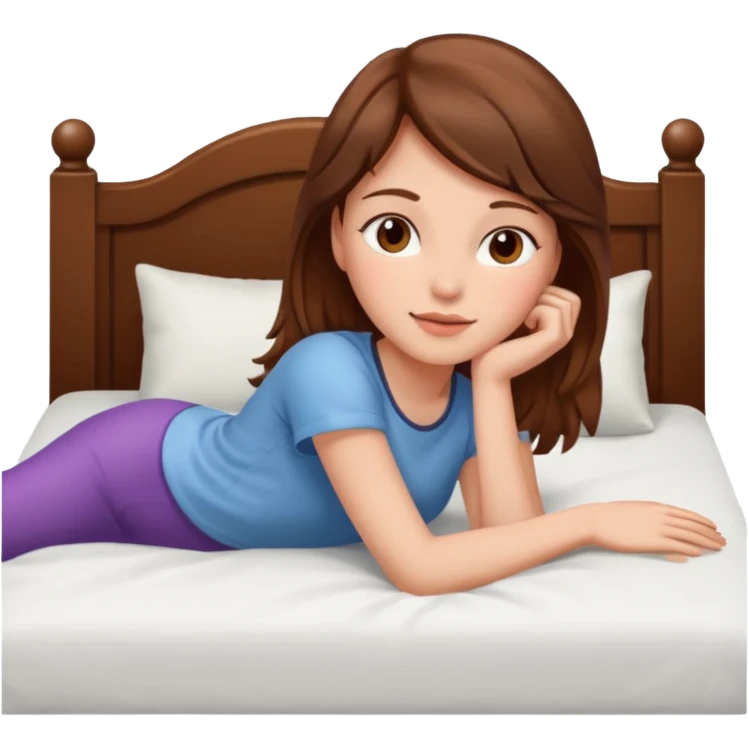 lying on bed brown hair girl just chill emoji