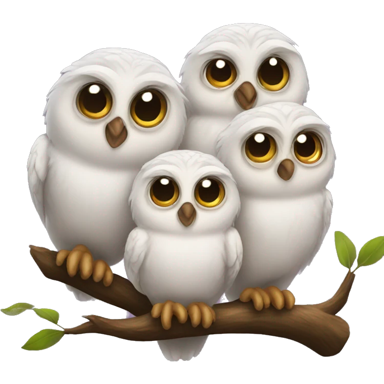 three baby owls emoji