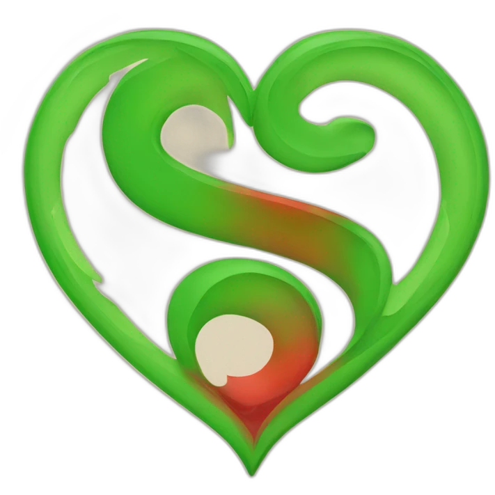 Make a heart with letter S in Green and Red color emoji