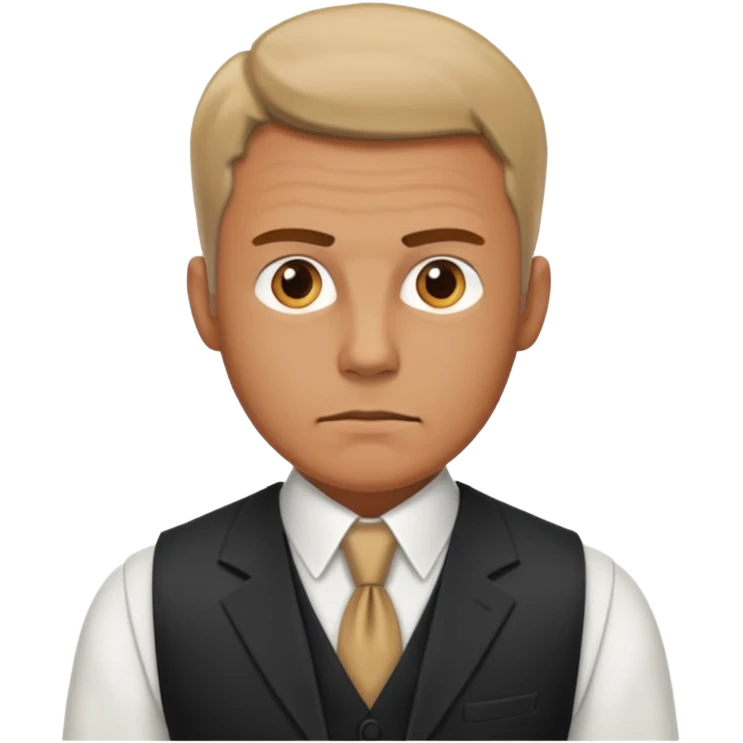 Adult man, wearing a formal vest, serious look
 emoji