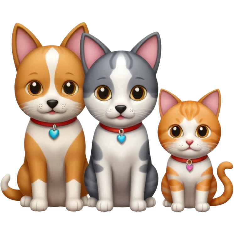 one dog and two cats emoji