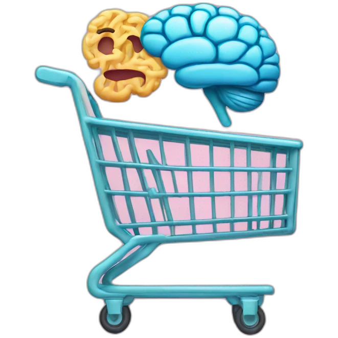 supermarket cart WITH a BRAIN inside emoji