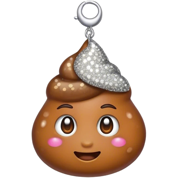 poop emoji wearing one silver sparkly earring emoji