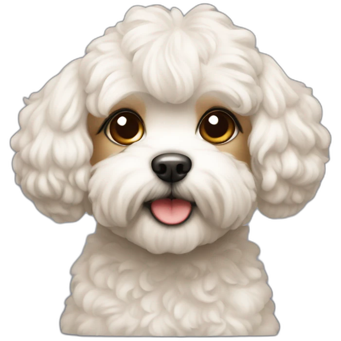 Mujer pelo corto con maltipoo emoji