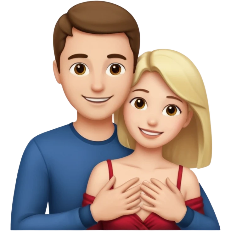 L'homme touche la poitrinne de la femme  emoji