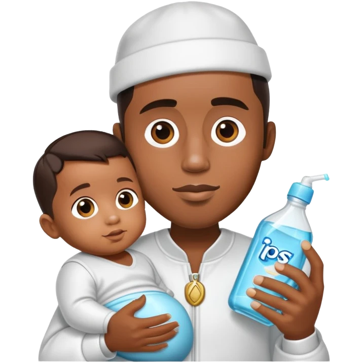 Diddy in a party outfit holding baby oil emoji