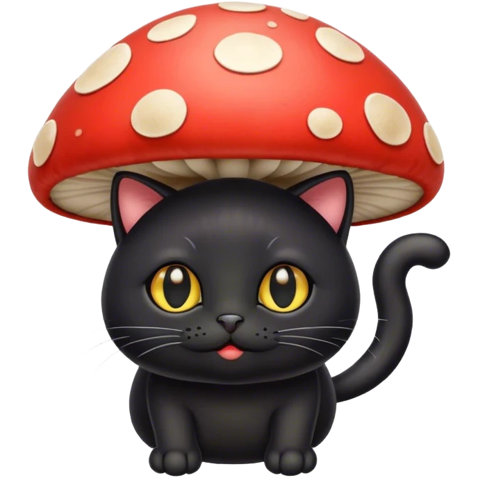 Black cat with mushroom emoji