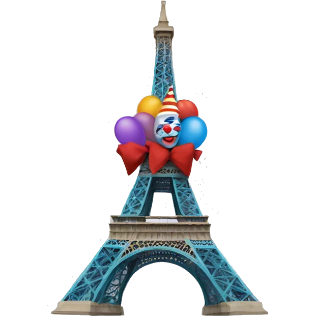 eiffel tower wearing a clown costume emoji